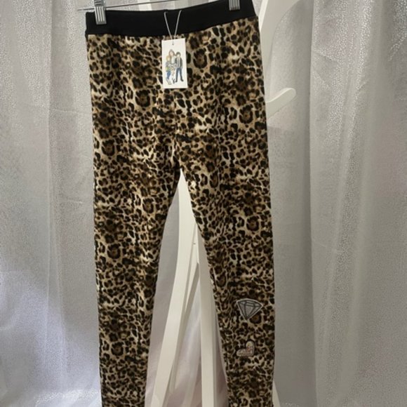Lola & The Boys  CHEETAH PATCH LEGGINGS - Sz 12 - Picture 3 of 5